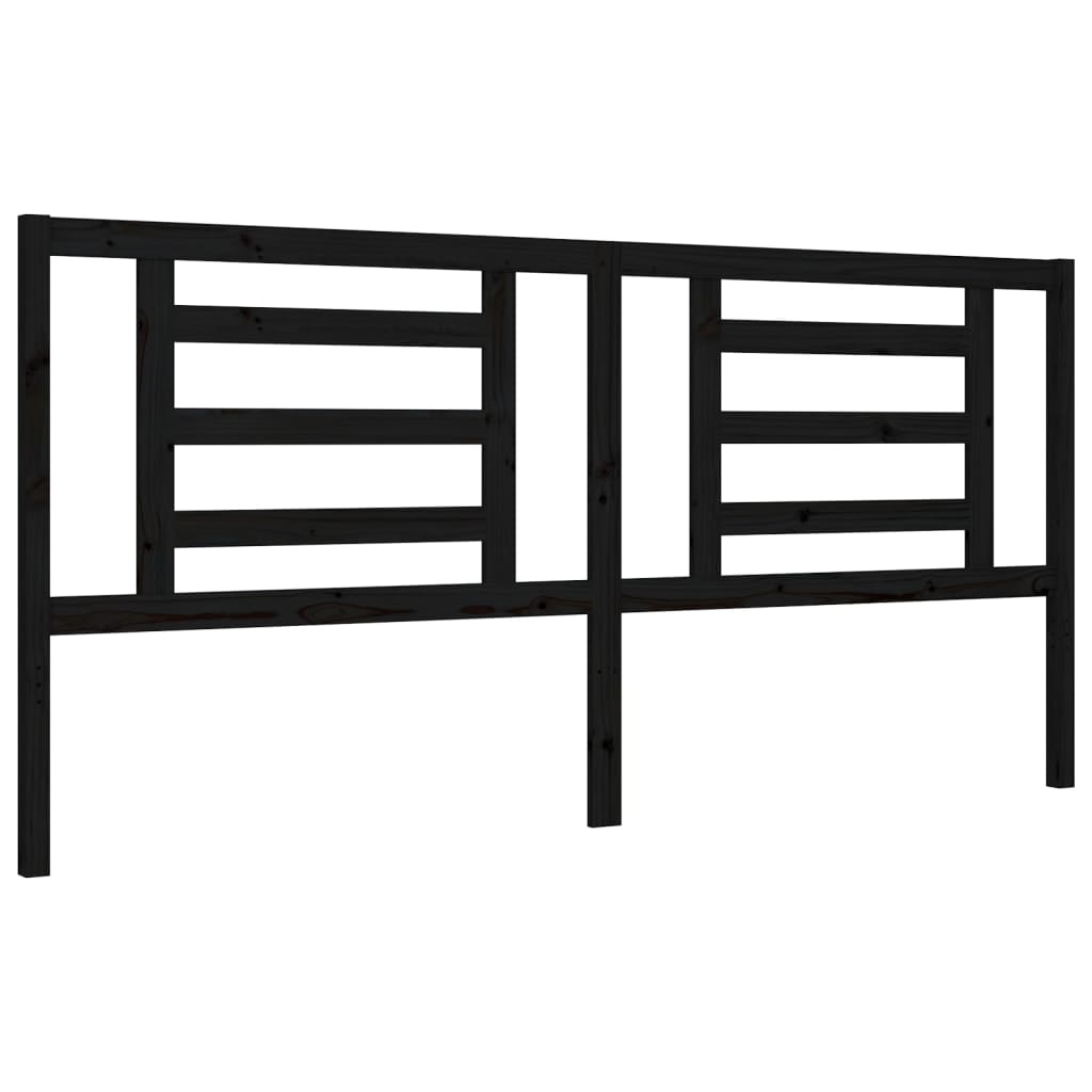 Bed Frame with Headboard Black 183x203 cm King Solid Wood