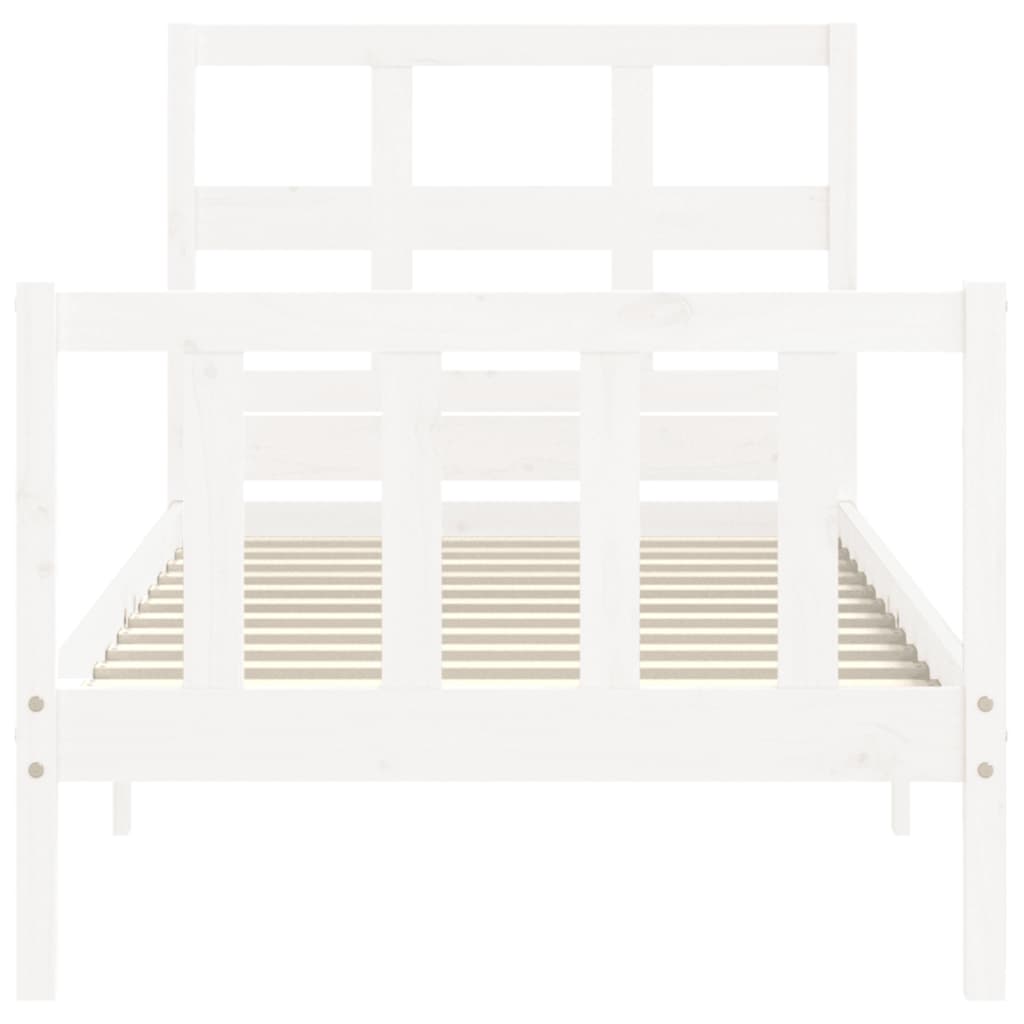 Bed Frame with Headboard White 92x187 cm Single Size Solid Wood