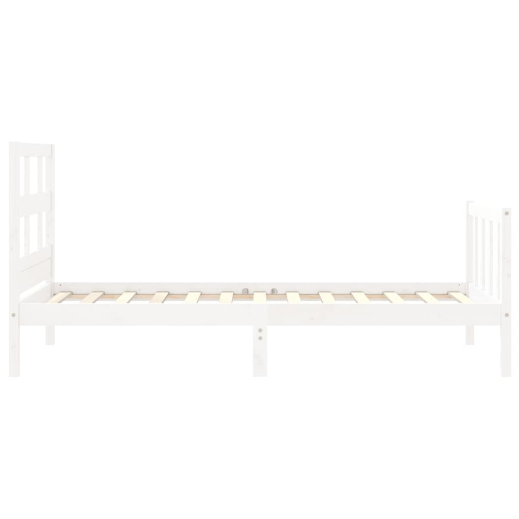 Bed Frame with Headboard White 92x187 cm Single Size Solid Wood