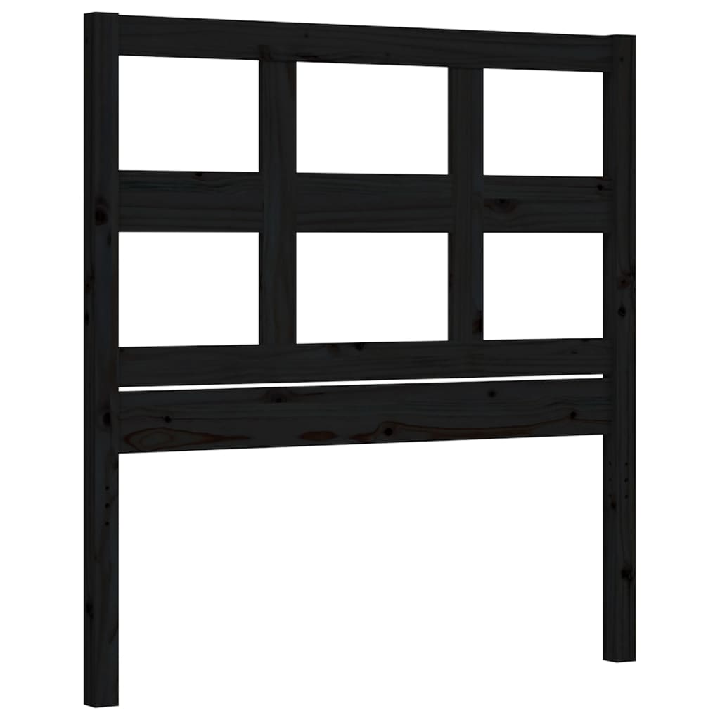 Bed Frame with Headboard Black 92x187 cm Single Size Solid Wood