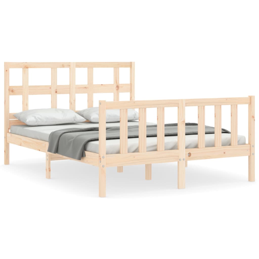 Bed Frame with Headboard 137x187 cm Double Solid Wood