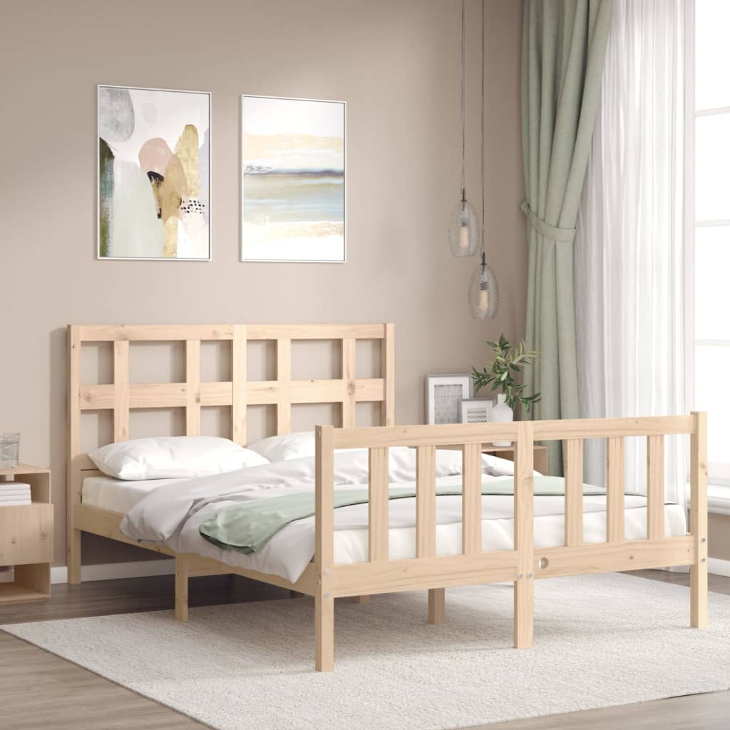 Bed Frame with Headboard 137x187 cm Double Solid Wood