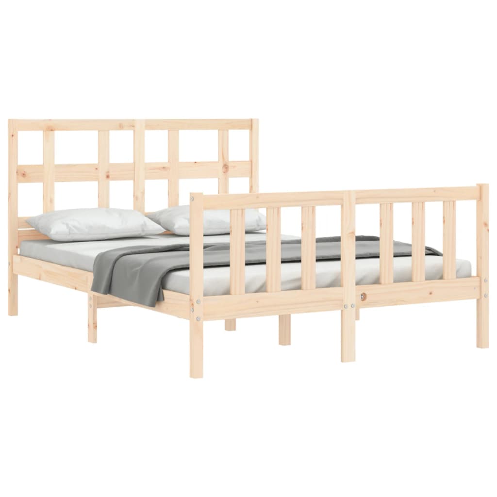 Bed Frame with Headboard 137x187 cm Double Solid Wood