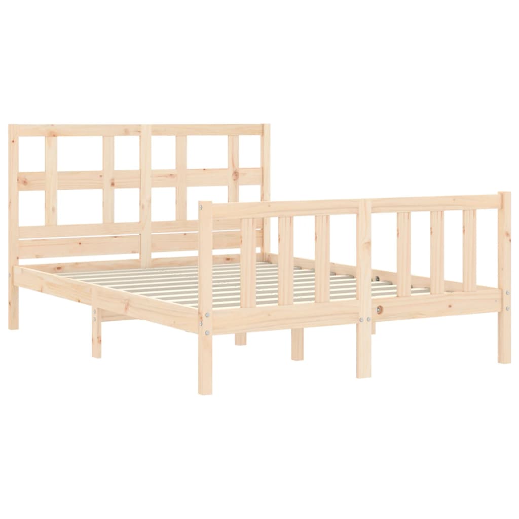 Bed Frame with Headboard 137x187 cm Double Solid Wood