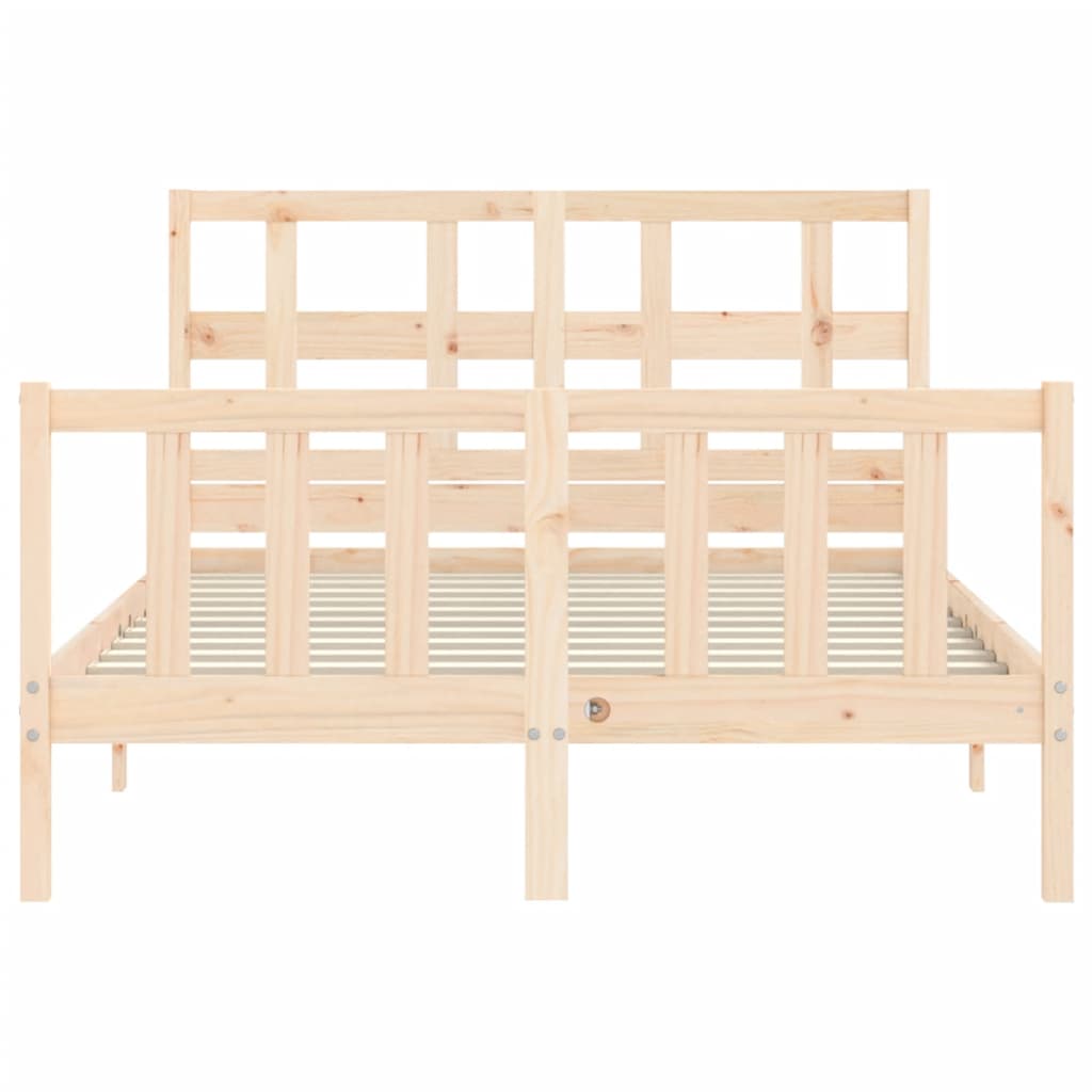 Bed Frame with Headboard 137x187 cm Double Solid Wood