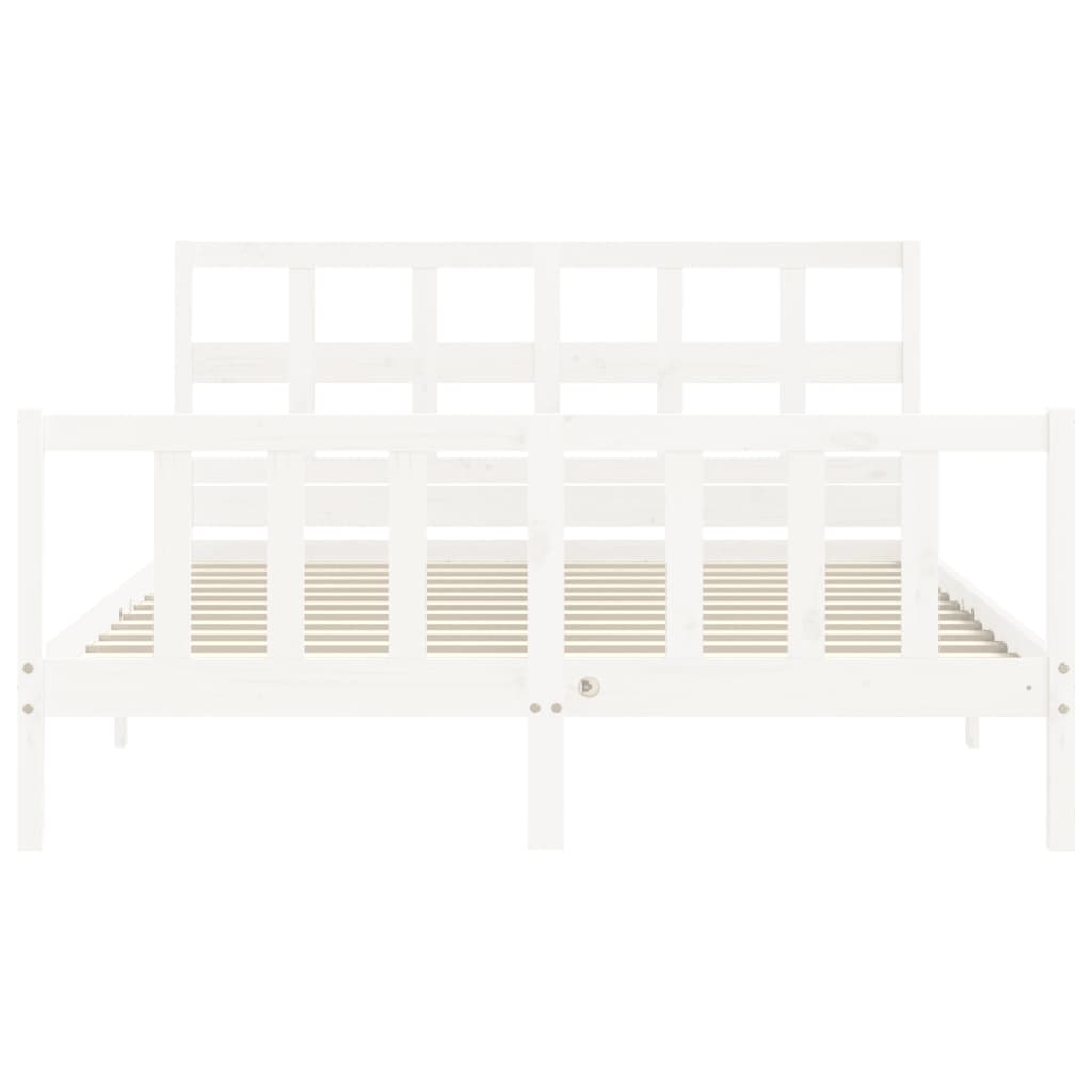 Bed Frame with Headboard White 153x203 cm Queen Solid Wood