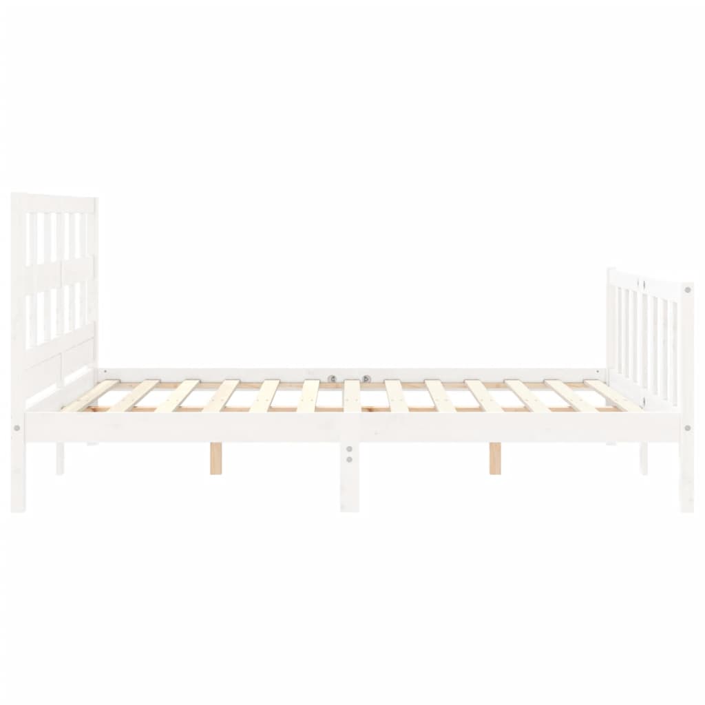 Bed Frame with Headboard White 153x203 cm Queen Solid Wood