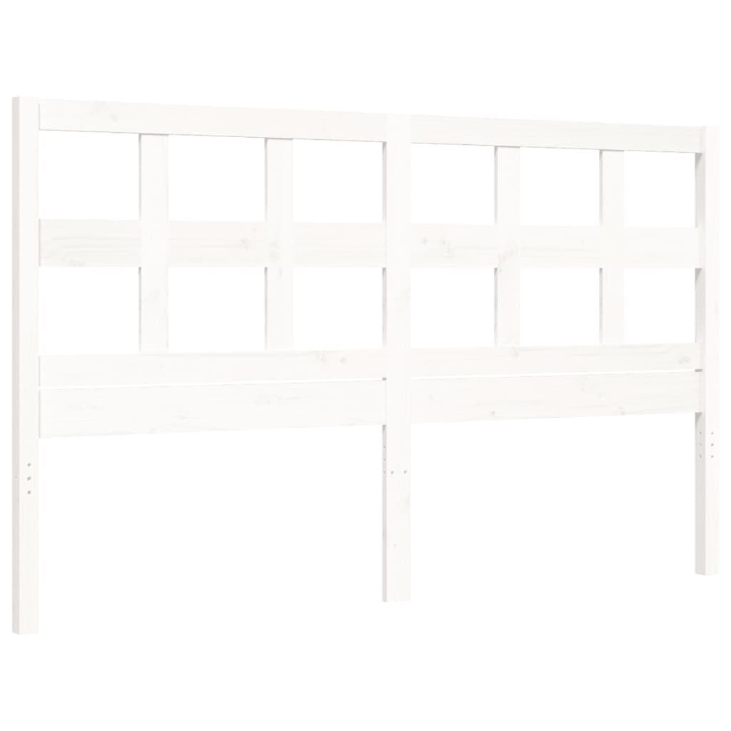 Bed Frame with Headboard White 153x203 cm Queen Solid Wood