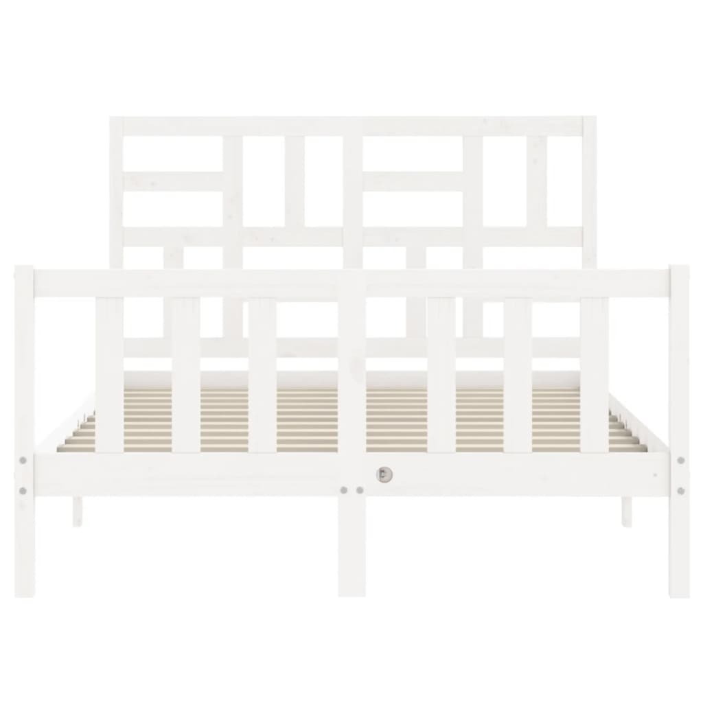 Bed Frame with Headboard White 137x187 cm Double Solid Wood