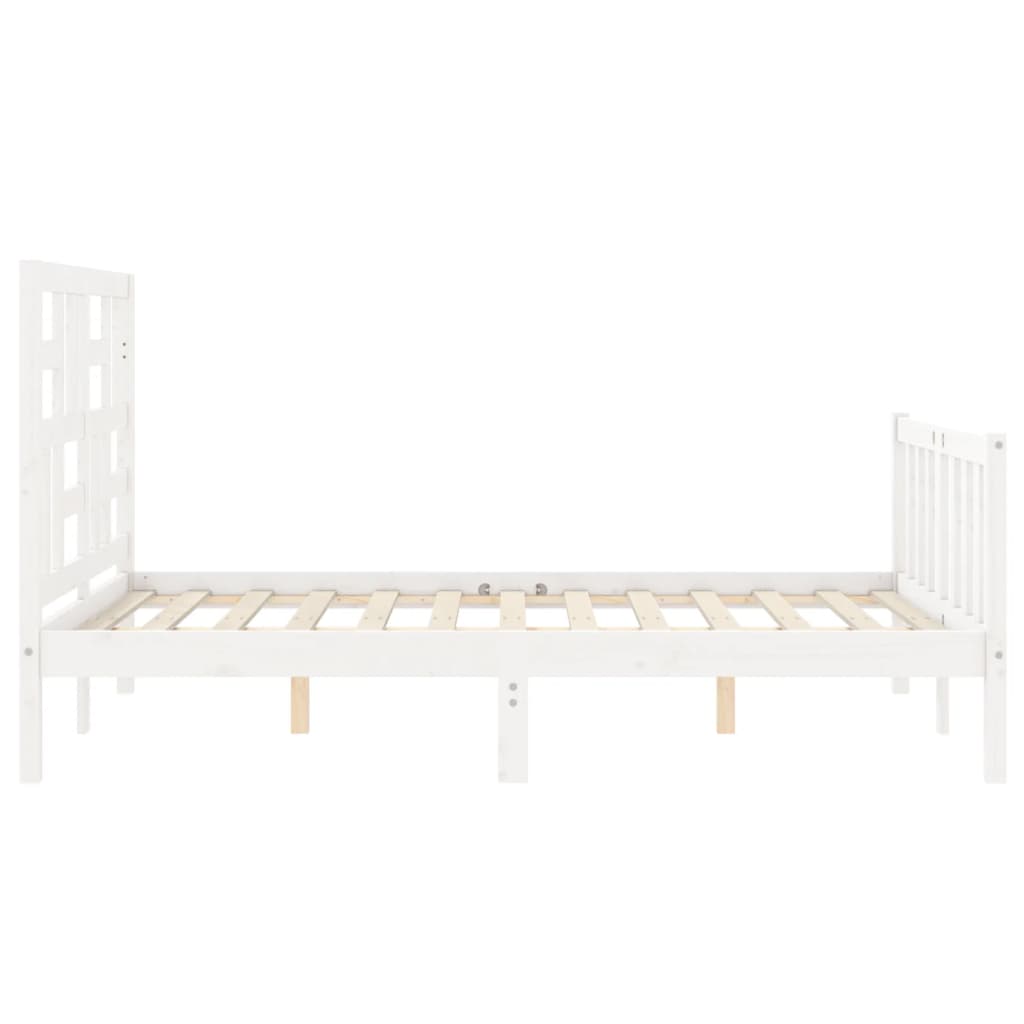 Bed Frame with Headboard White 137x187 cm Double Solid Wood