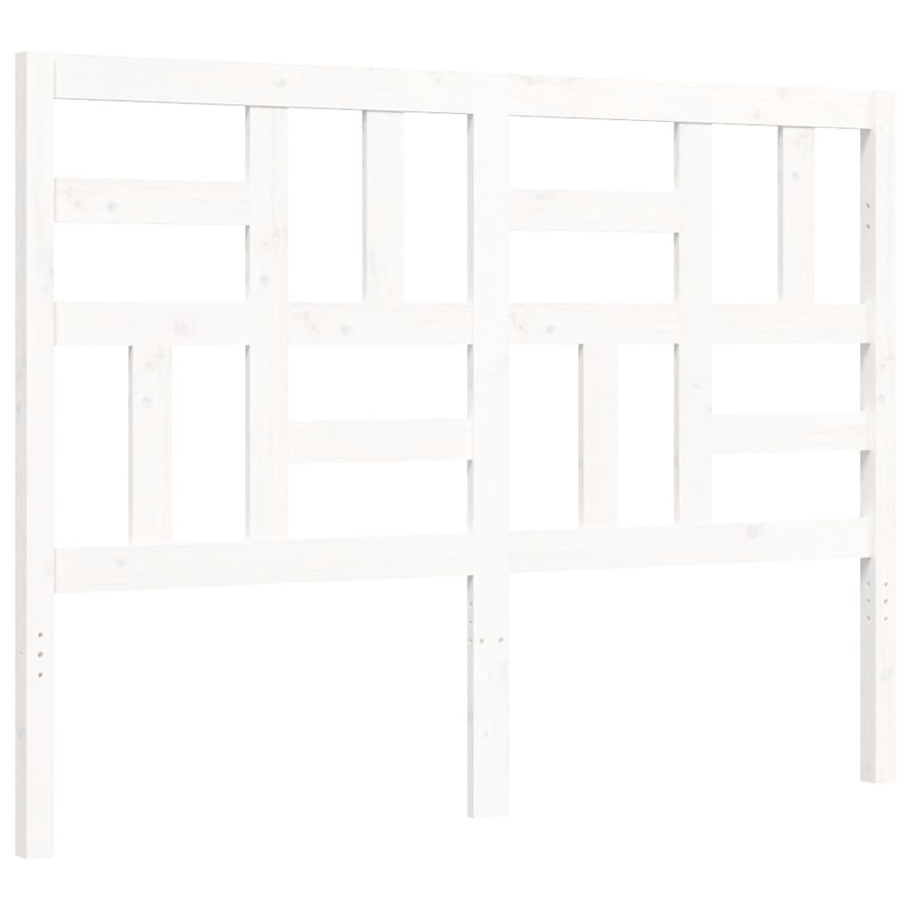 Bed Frame with Headboard White 137x187 cm Double Solid Wood