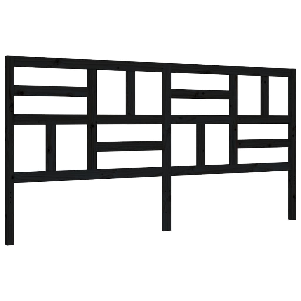 Bed Frame with Headboard Black 183x203 cm King Solid Wood