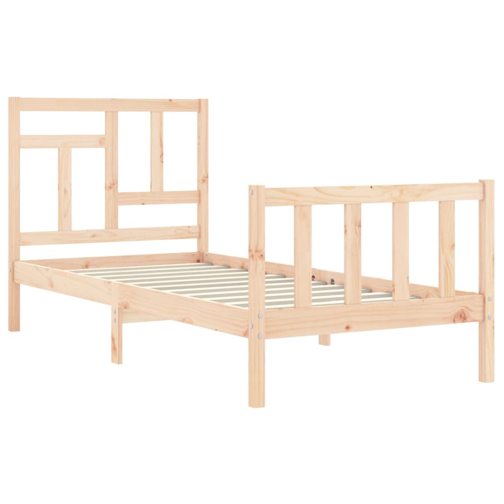 Bed Frame with Headboard 92x187 cm Single Size Solid Wood