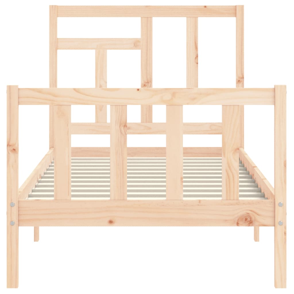 Bed Frame with Headboard 92x187 cm Single Size Solid Wood