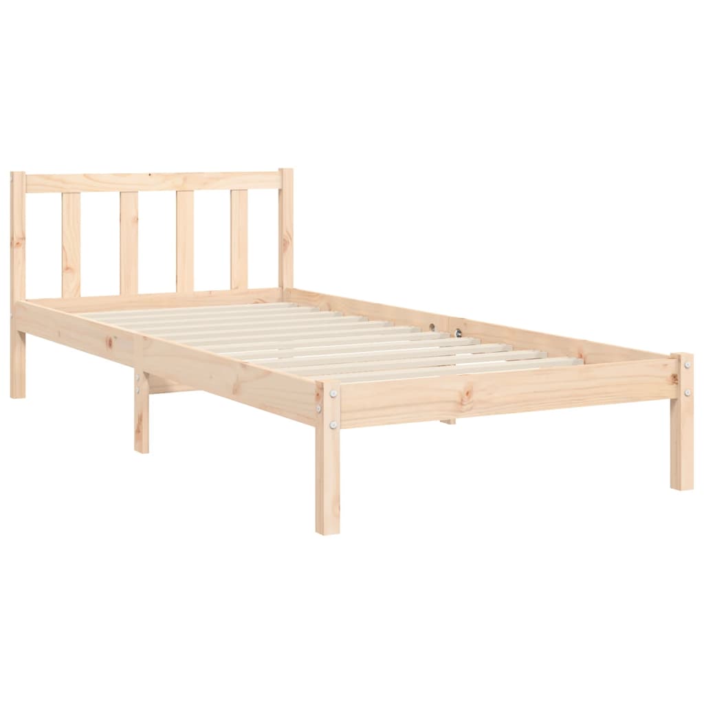 Bed Frame with Headboard 92x187 cm Single Size Solid Wood