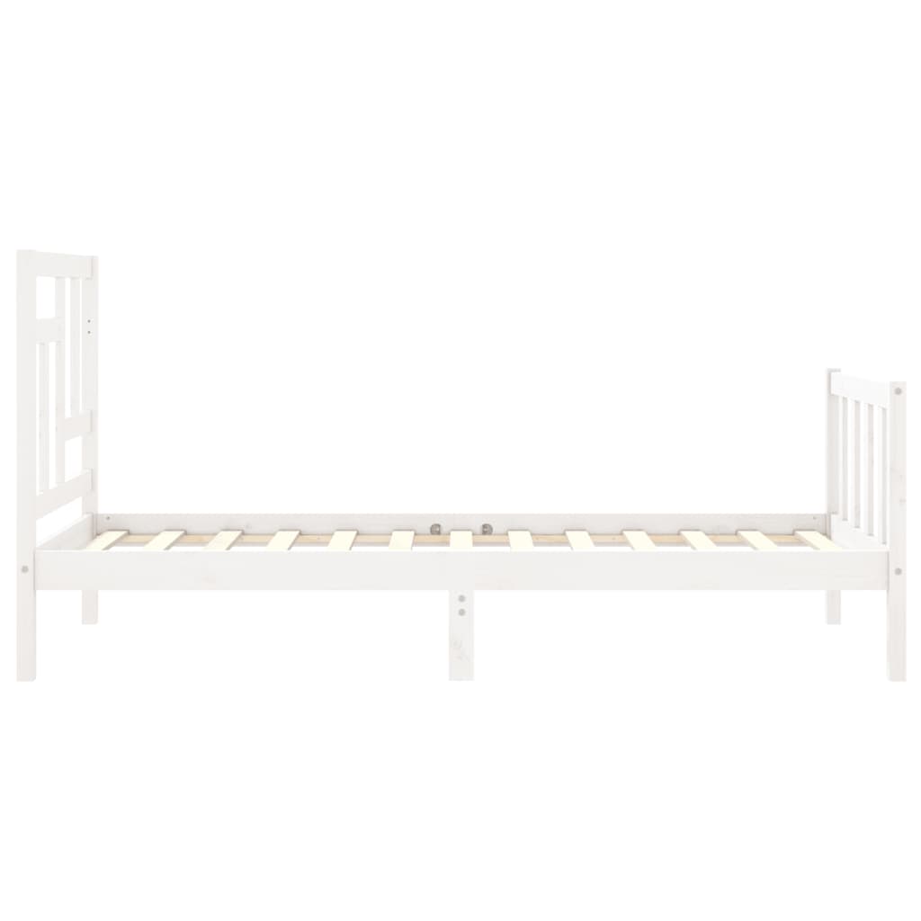 Bed Frame with Headboard White 92x187 cm Single Size Solid Wood