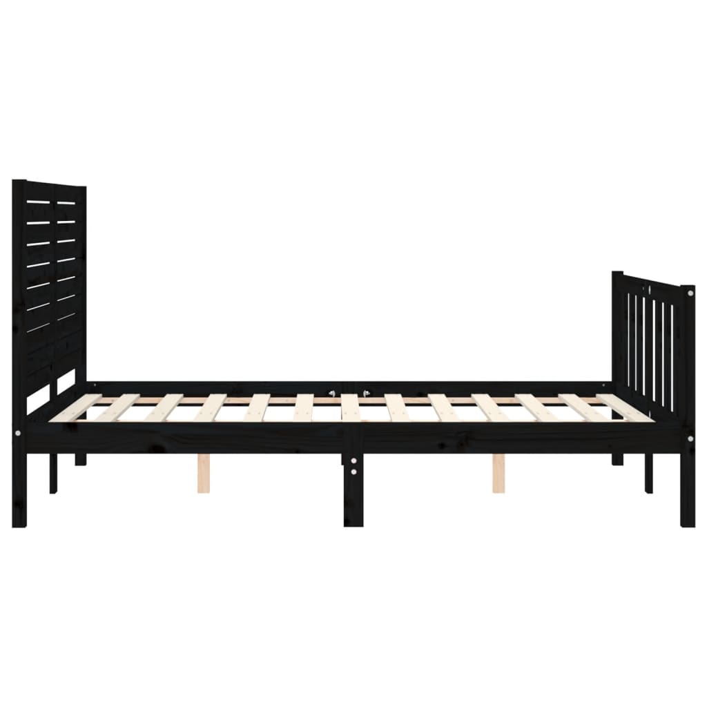 Bed Frame with Headboard Black 137x187 cm Double Solid Wood