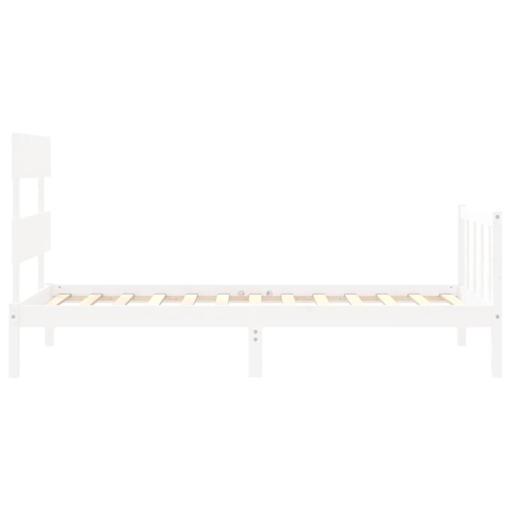 Bed Frame with Headboard White 92x187 cm Single Size Solid Wood