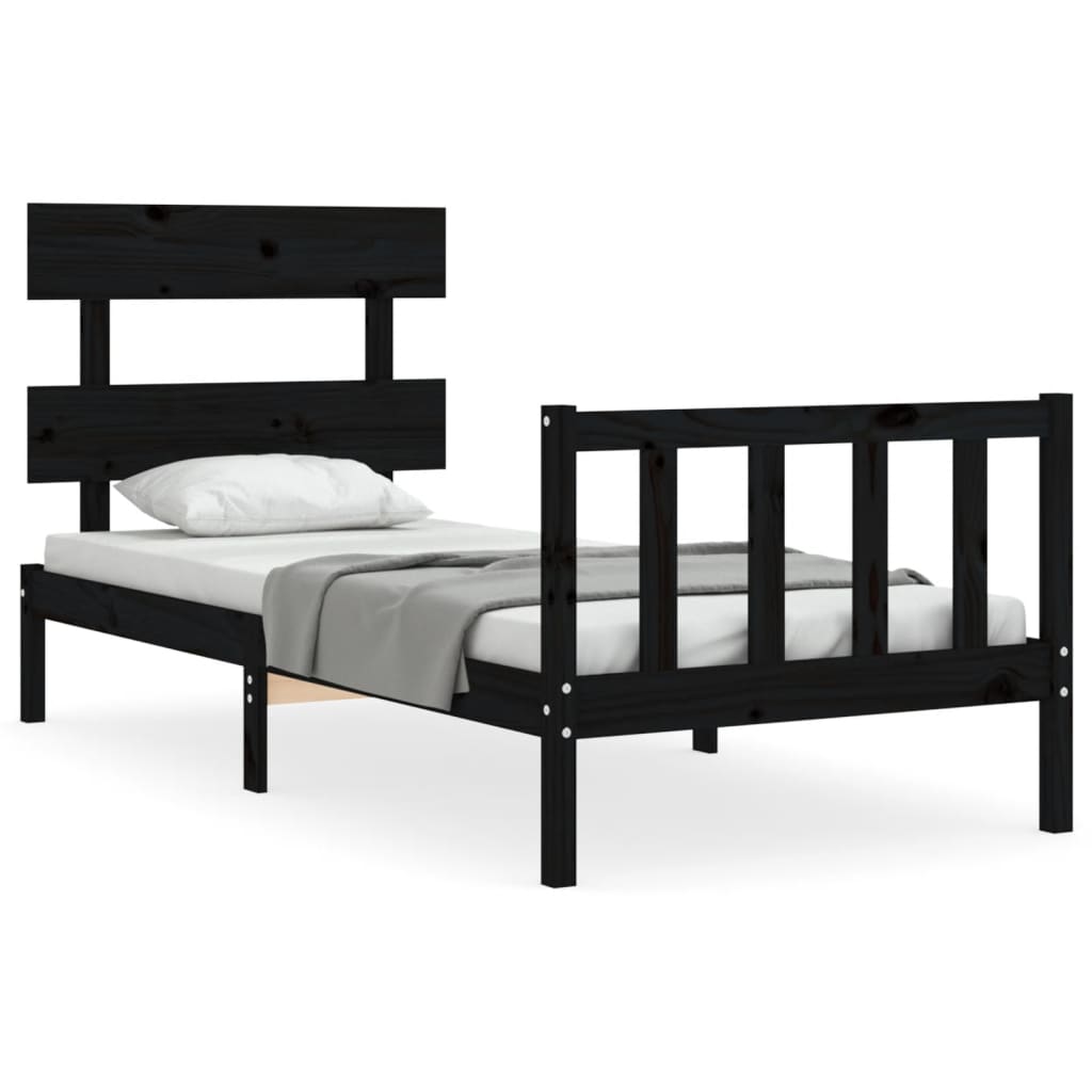 Bed Frame With Headboard 92X187 Cm Single Size Solid Wood