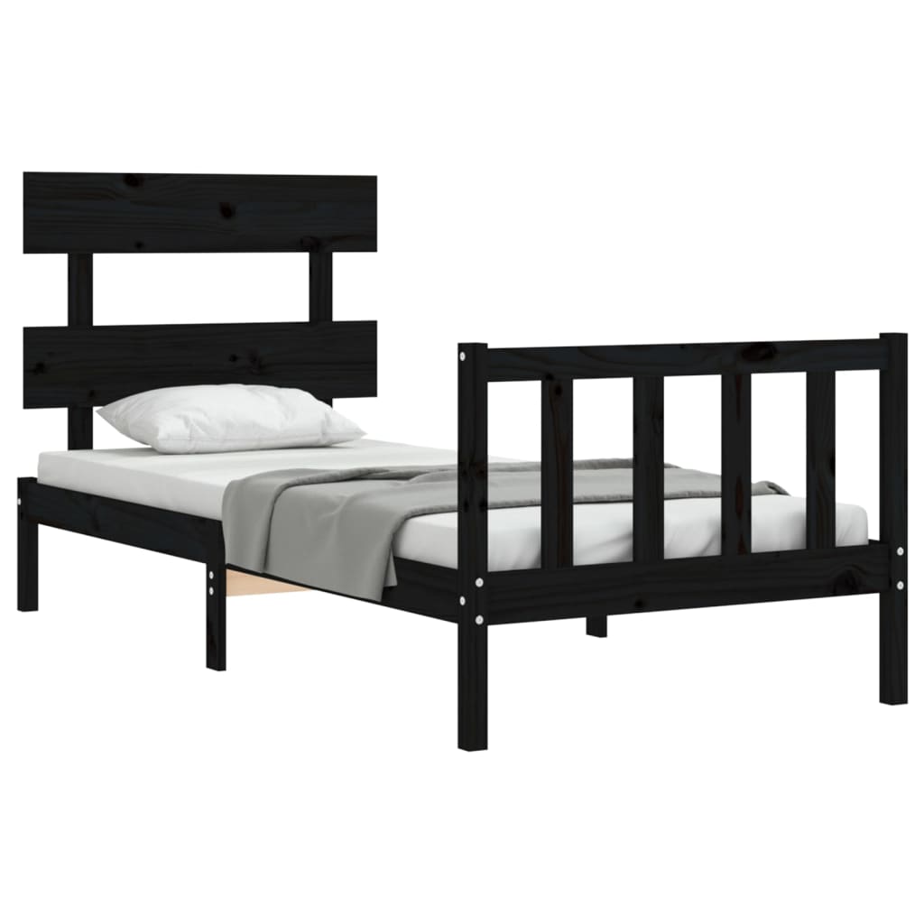 Bed Frame With Headboard 92X187 Cm Single Size Solid Wood