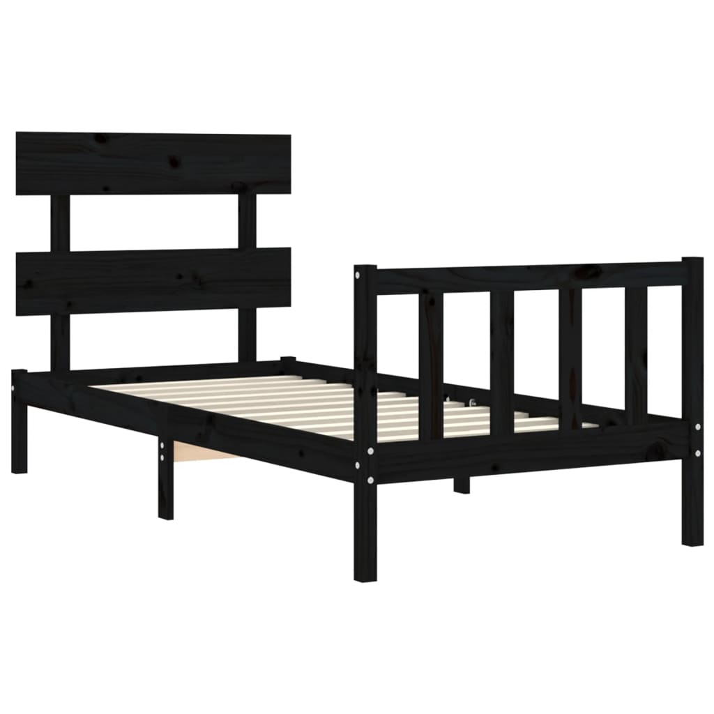 Bed Frame With Headboard 92X187 Cm Single Size Solid Wood