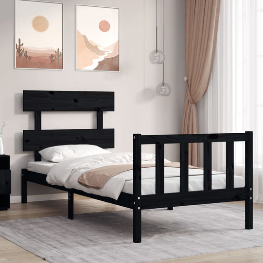 Bed Frame With Headboard 92X187 Cm Single Size Solid Wood