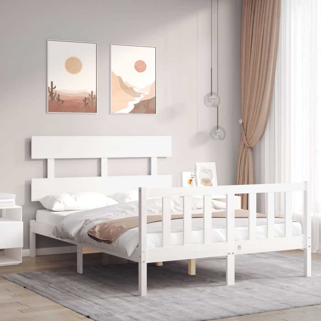 Bed Frame With Headboard 92X187 Cm Single Size Solid Wood