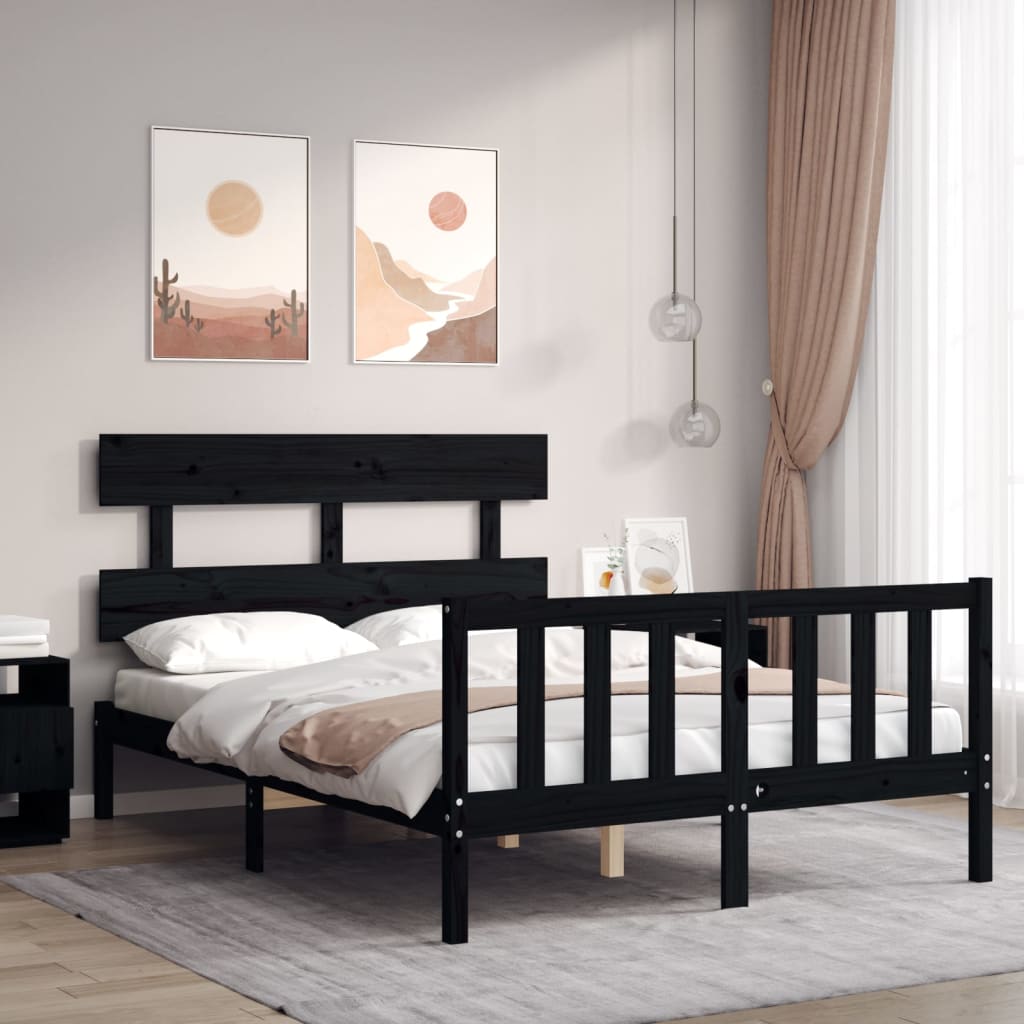 Bed Frame With Headboard 92X187 Cm Single Size Solid Wood