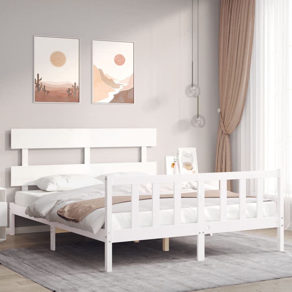 Bed Frame With Headboard 92X187 Cm Single Size Solid Wood