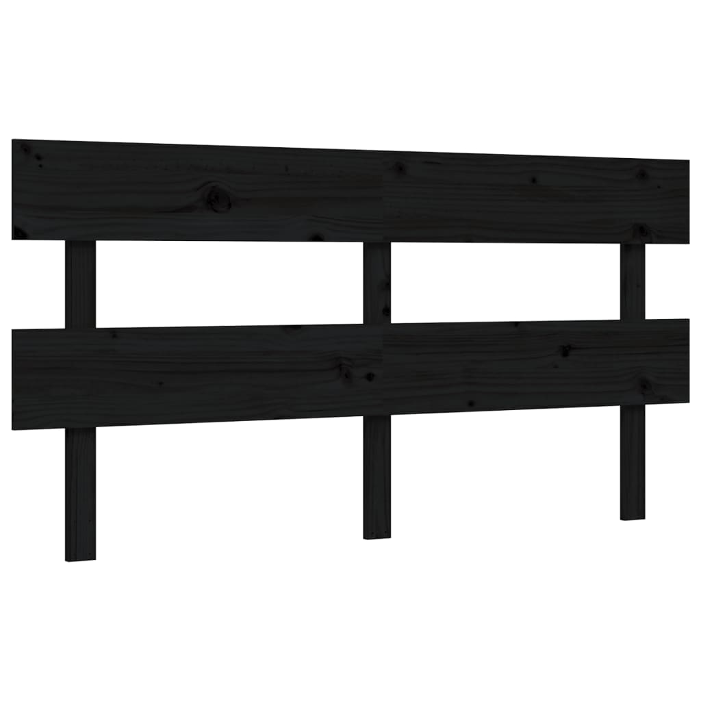 Bed Frame with Headboard Black 153x203 cm Queen Solid Wood