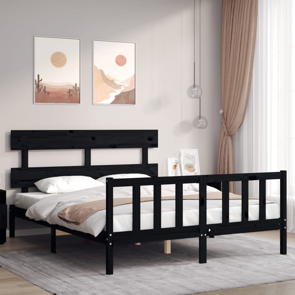 Bed Frame With Headboard 92X187 Cm Single Size Solid Wood