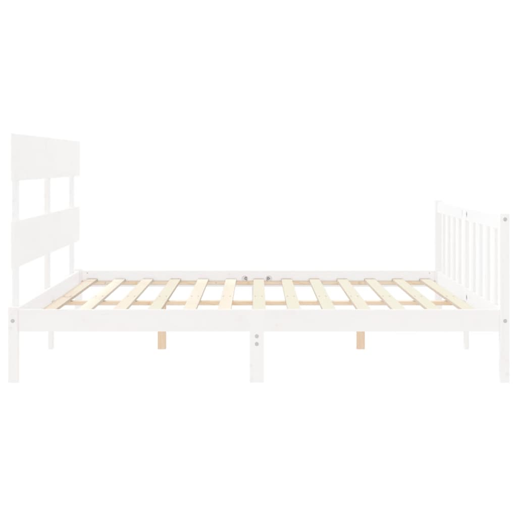 Bed Frame with Headboard White 183x203 cm King Solid Wood