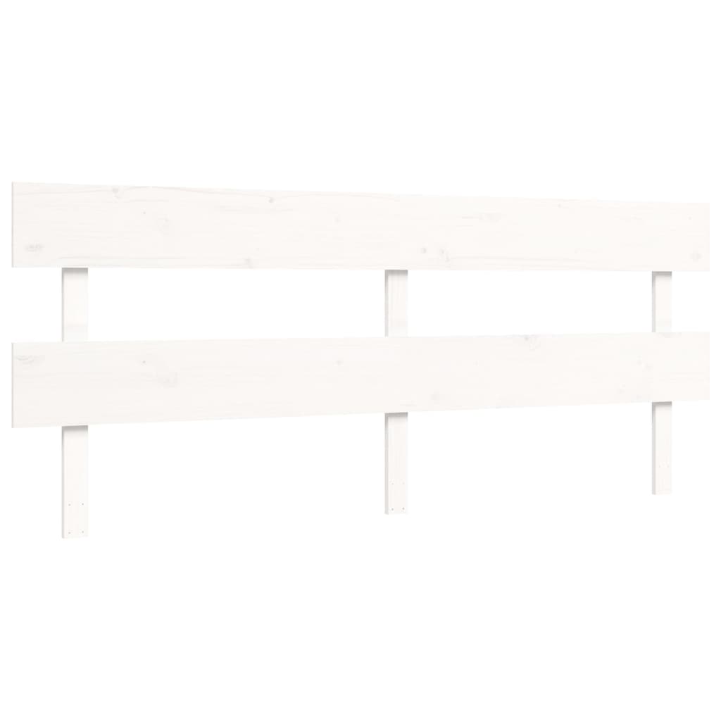 Bed Frame with Headboard White 183x203 cm King Solid Wood