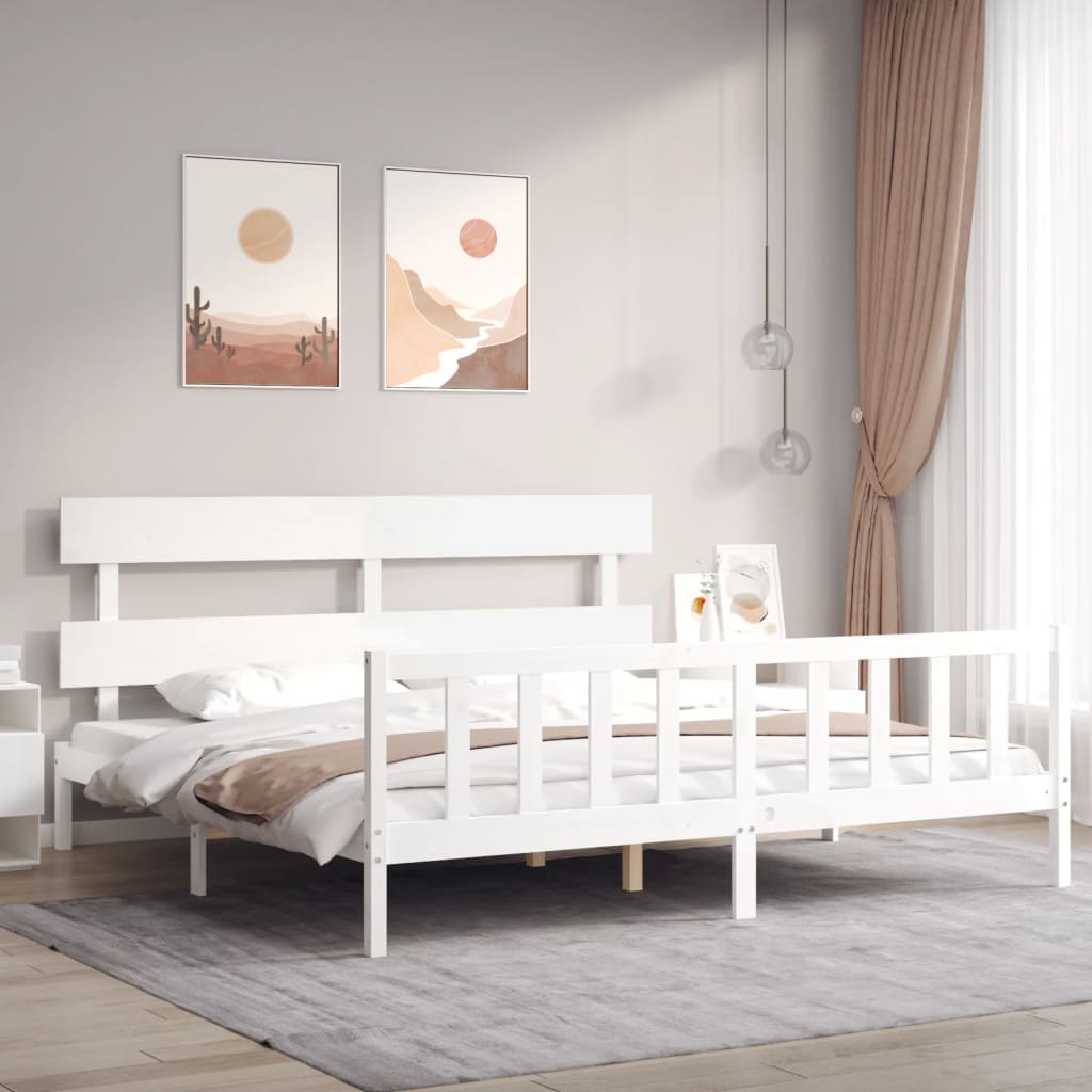 Bed Frame With Headboard 92X187 Cm Single Size Solid Wood