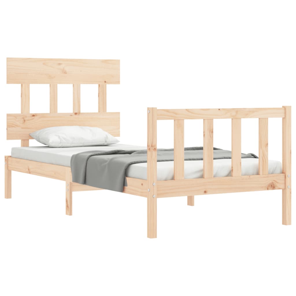 Bed Frame with Headboard 92x187 cm Single Size Solid Wood