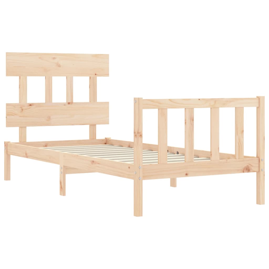 Bed Frame with Headboard 92x187 cm Single Size Solid Wood