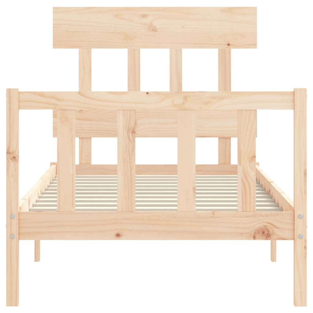 Bed Frame with Headboard 92x187 cm Single Size Solid Wood