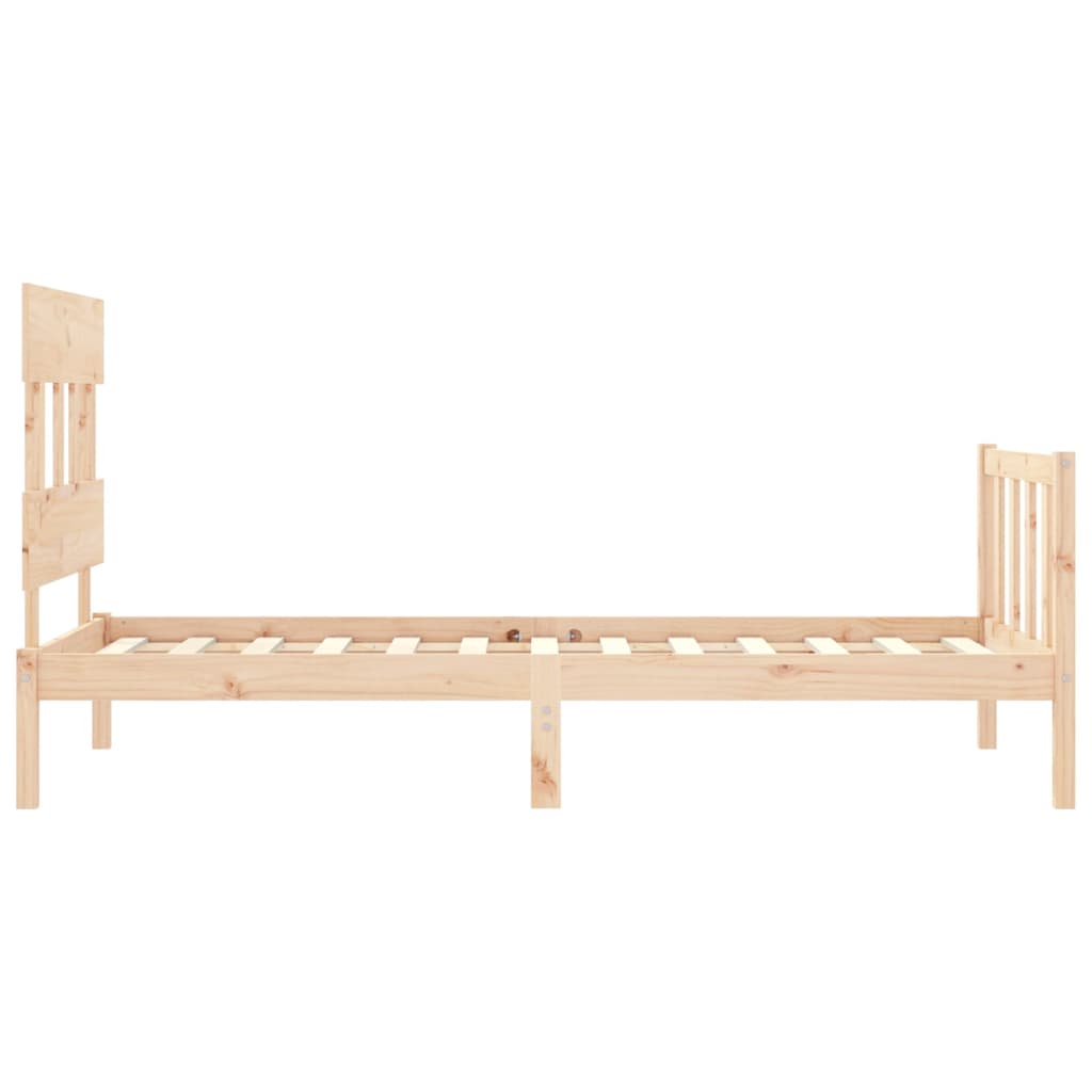 Bed Frame with Headboard 92x187 cm Single Size Solid Wood