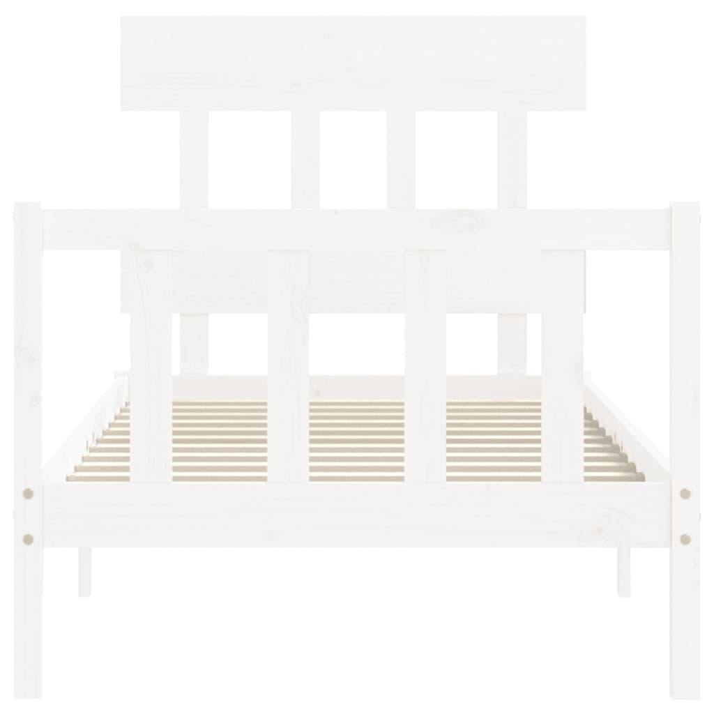 Bed Frame with Headboard White 92x187 cm Single Size Solid Wood