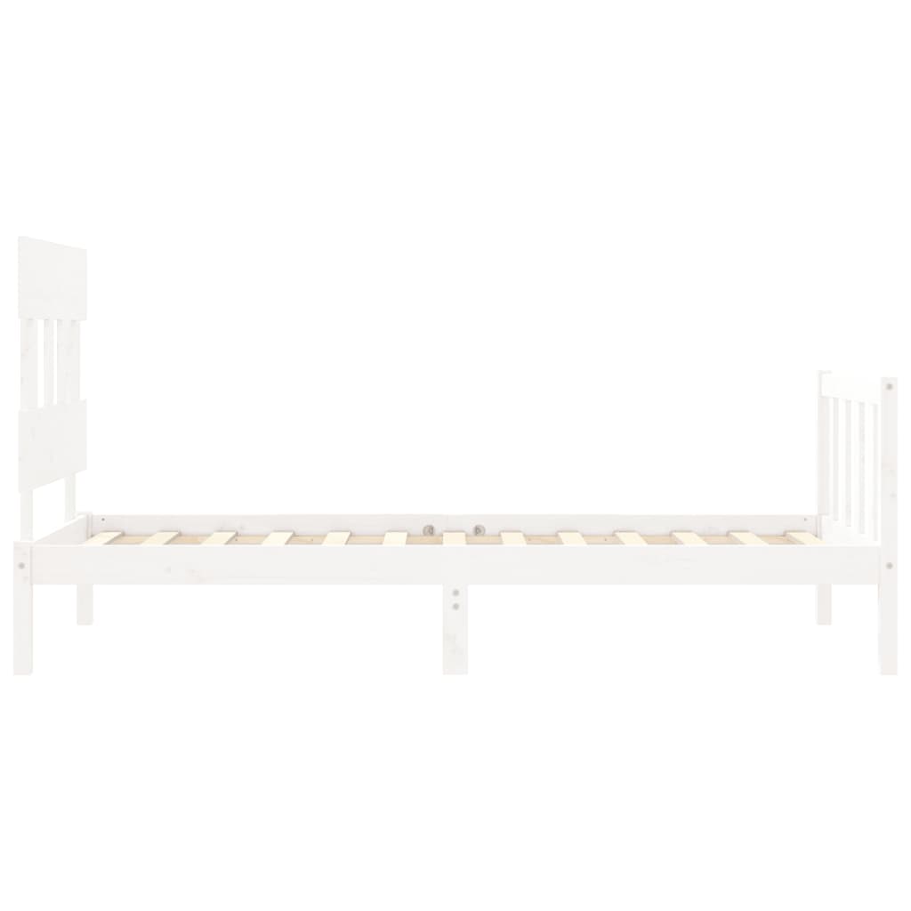 Bed Frame with Headboard White 92x187 cm Single Size Solid Wood