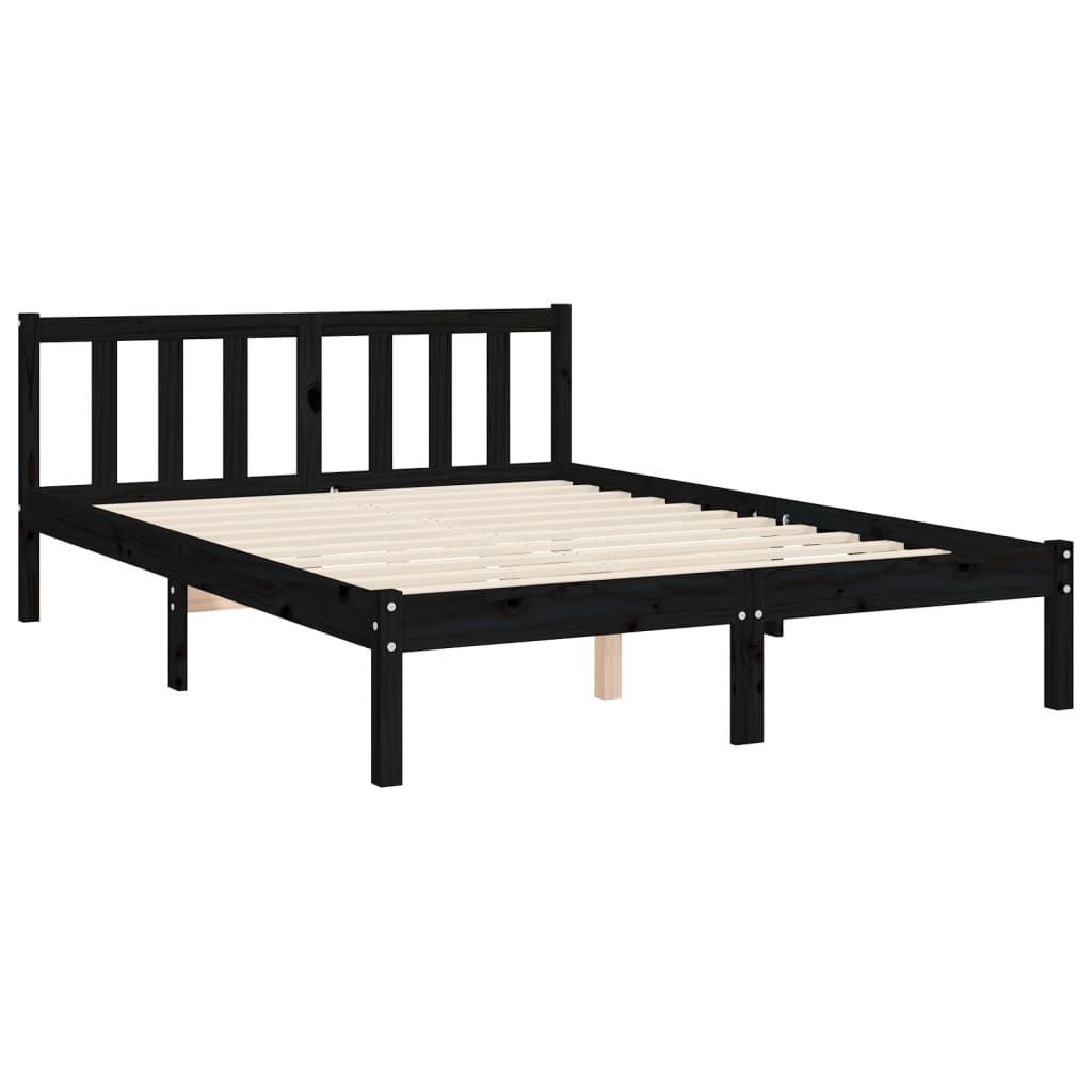 Bed Frame With Headboard 137X187 Cm Double Size Solid Wood