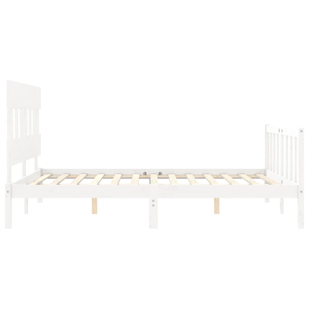 Bed Frame with Headboard White 153x203 cm Queen Solid Wood