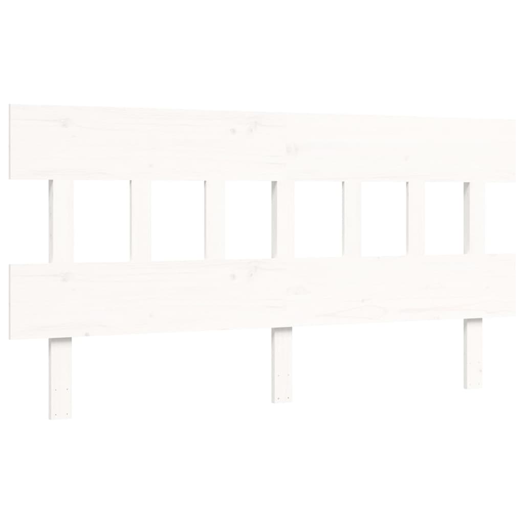 Bed Frame with Headboard White 153x203 cm Queen Solid Wood