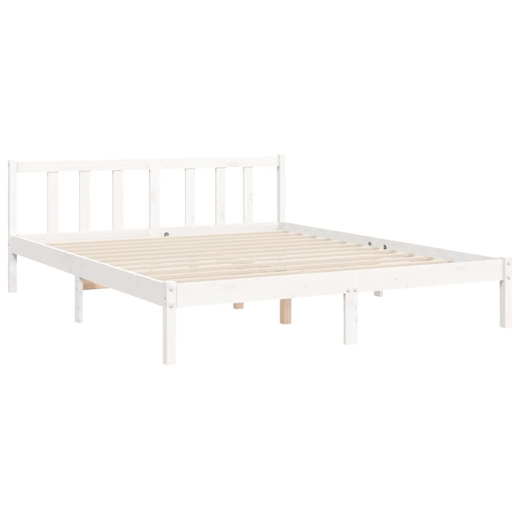 Bed Frame with Headboard White 153x203 cm Queen Solid Wood