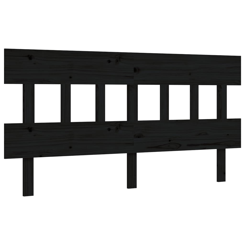 Bed Frame with Headboard Black 153x203 cm Queen Solid Wood