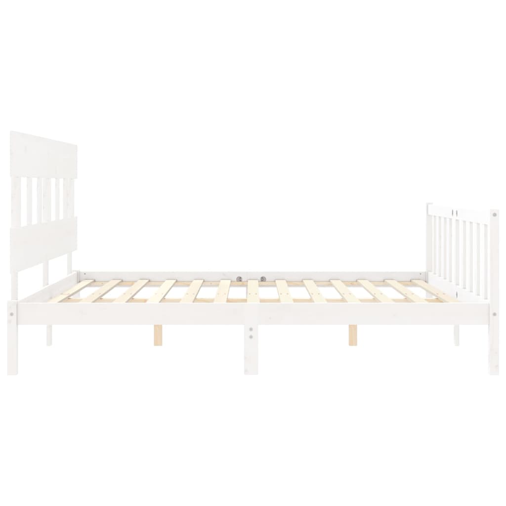 Bed Frame with Headboard White 183x203 cm King Solid Wood