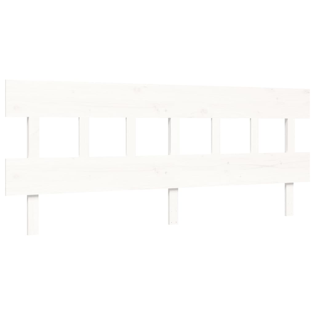 Bed Frame with Headboard White 183x203 cm King Solid Wood