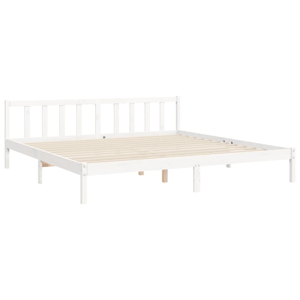 Bed Frame with Headboard White 183x203 cm King Solid Wood