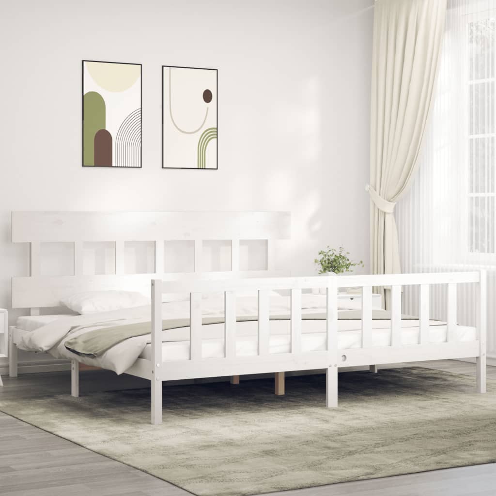 Bed Frame With Headboard 137X187 Cm Double Size Solid Wood