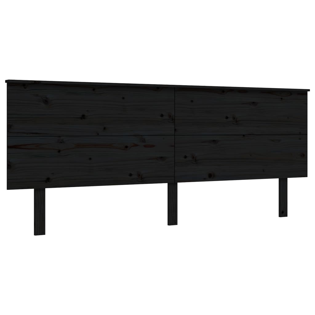 Bed Frame with Headboard Black 183x203 cm King Solid Wood